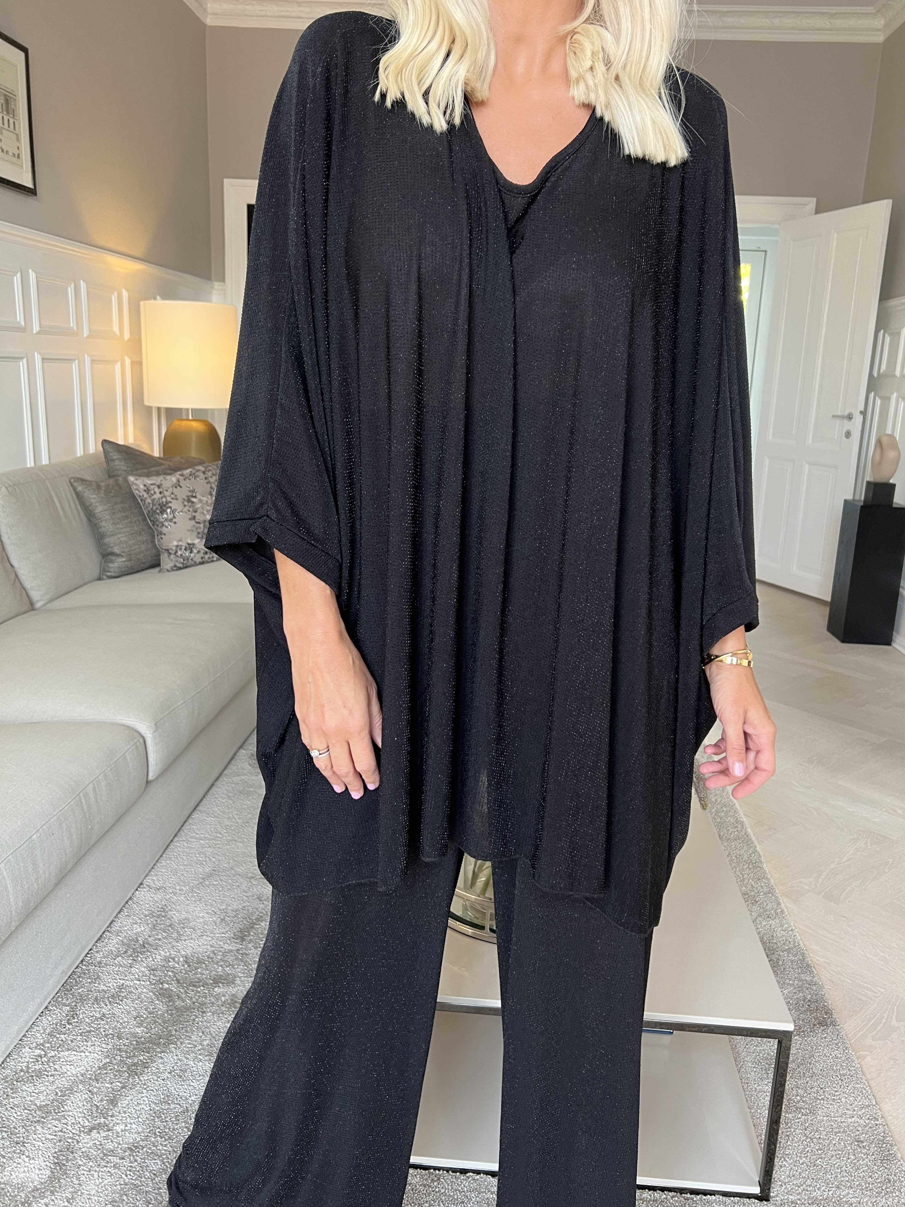 Estella Glitter - Oversized tunika med flagermusærmer